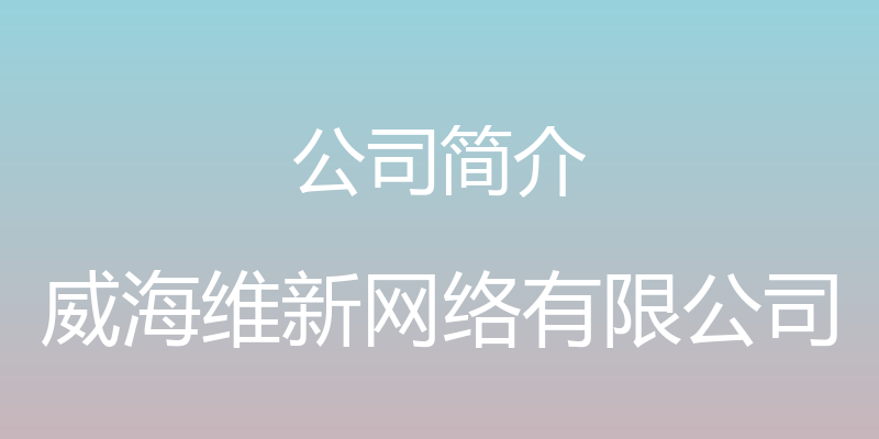 公司简介 - 威海维新网络有限公司